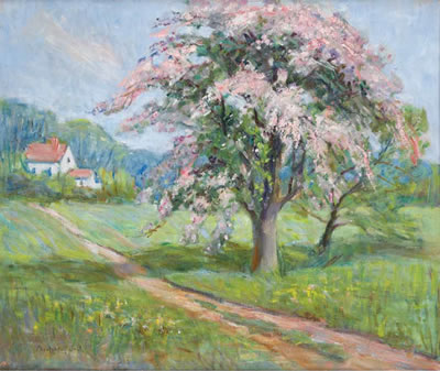 Caroline Bell : Flowering Tree in Landscape