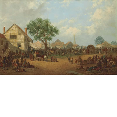 John Holland Sr : Braintree Fair, Essex, Showing the King's Head Inn