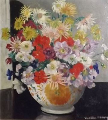 Gertrude Bodinnar Harvey : Summer flowers in a bowl