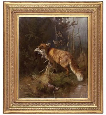 Guido Maffei : 'Fuchs mit Beute in Waldlichtung'