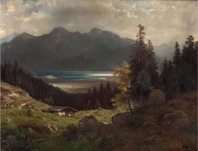 Ludwig Skell : Auf der Alm mit Blick auf den Schliersee