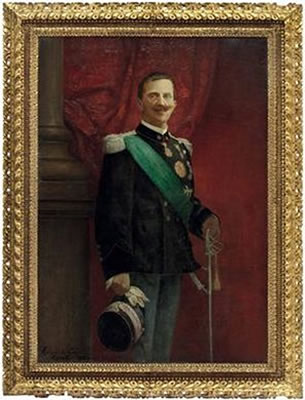 Edoardo Gioja : 2 Standportraits: a) 'König Viktor Emanuel III. (1869 - 1947 König von Italien); b) 'Seine Gemahlin Elena von Montenegro (1873 - 1952)