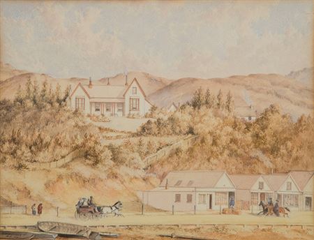 Charles Decimus Barraud : Hoggard House with Lambton Quay in the Foreground