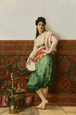 Pierre Louis Leger Vauthier : Oriental dancer with tambourine