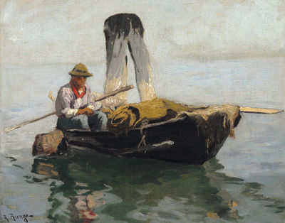 Julius Friedrich Ludwig Runge : Fisherman on the Bodensee