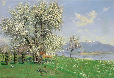 Philipp Graf : Spring at Chiemsee with a View of Fraueninsel