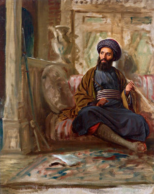 Adolf Henning : Orientalisches Interieur mit Rauchendem