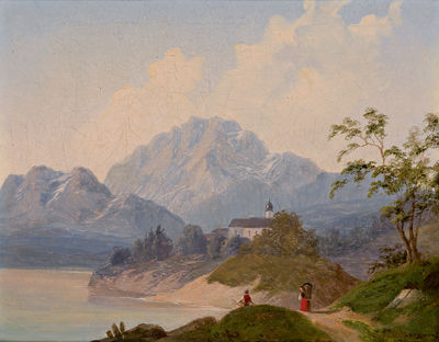 Johann Fischbach : View of the Area around Salzburg with a view of the Göll and Untersberg