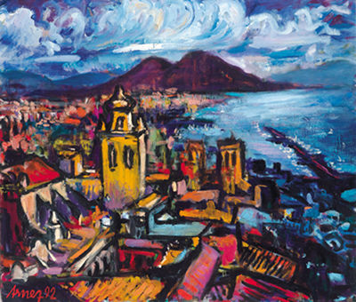 Helmut Arnez : Naples with Mount Vesuvius in the background