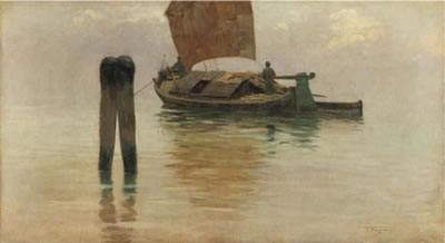 Pietro Fragiacomo : Boat in the Lagoon