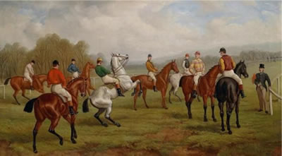 Edward Benjamin Herberte : Horse Races, 'Before the Start', 'Approaching the Obstacle', 'After the Obstacle', 'The Final Straight' (4)