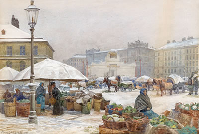 Hans Gotzinger : The Naschmarkt near the Secession