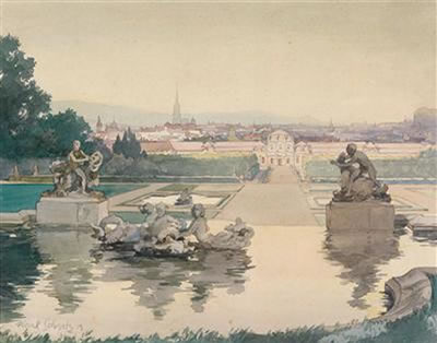 Karl Schwetz : A view of Vienna, seen from the Belvedere garden