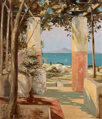 Gustav Koken : View over the Bay of Naples