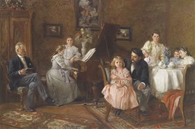 Franz Bohumil Doubek : Large Family Portrait set in the Salon