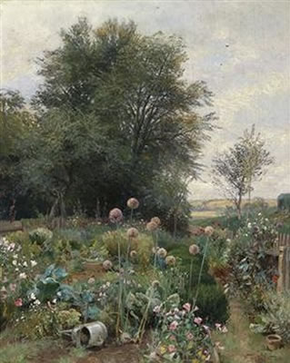 Hugo Darnaut : 'Bauerngarten in Niederösterreich' (Farmhouse Garden in Lower Austria), according to old label on the reverse