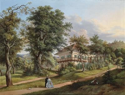 Vinzenz Kreuzer : Park Landscape with Couple Walking in the Foreground