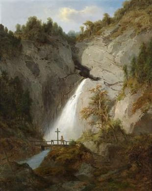 Joseph Brunner : The Waterfall by the Toten Weib between Mürzsteg and Frein