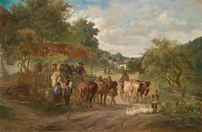 Ignaz Ellminger : Idyllic Village Scene