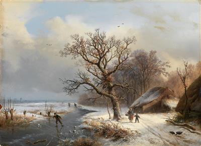 Willem Bodeman : Winter Landscape with Iceskaters