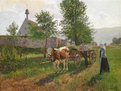 Hermann Baisch : Chatting in the Country Lane