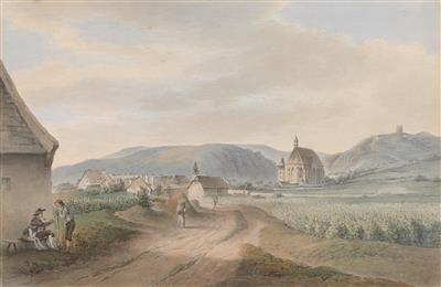 Joseph Mossmer : A view of Mödling with the church St. Othmar