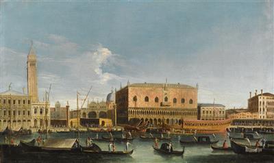 Apollonio Domenichini : The Bucintoro at the Mole, Venice; and The Grand Canal with the Rialto Bridge, Venice (2)