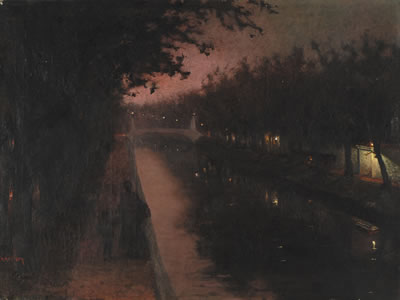 Franz Guillery : TOMBÉE DE LA NUIT LE LONG DU CANAL