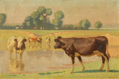 Albert Reibmayr : Landscape with cows