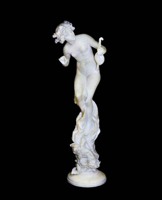 Giuseppe Gambogi : A MARBLE FIGURE OF NYMPH WITH MANDOLIN