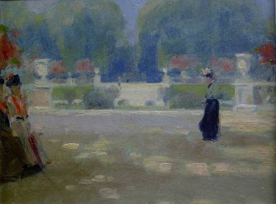 Albert Jean Adolphe : A Bright Day in the Luxembourg Gardens, Paris