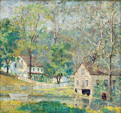 Harry Hutchinson Shaw : Houses by a River