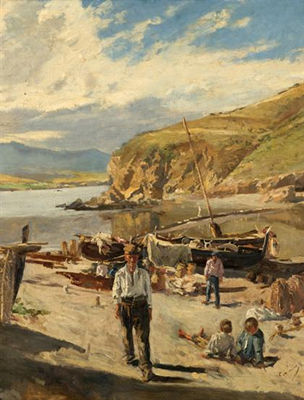 Francisco Gimeno Y Arasa : Figures Along the Shore