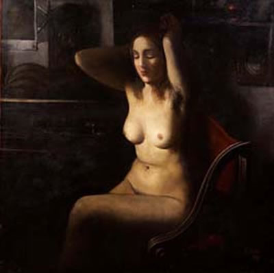 Adriano Gajoni : Nudo femminile in interno - 1938