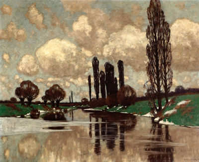 Carl Kustner : Bomen aan het water