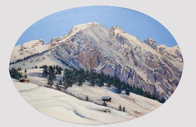 Carlo Pellegrini Jr : Paysage de montagne en hiver