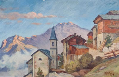 Charles Wuthrich : Vue d'Isérables, Valais