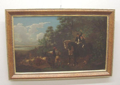 Hugo Troendle : An unusual scene depicting two hunters