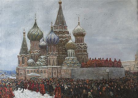 Vladimir Aralov : Strelcy in front of St. Basil's Cathedral, Red Square