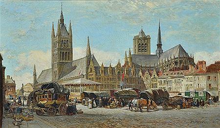 John Fulleylove : 'Ypres Cloth Hall and Square'