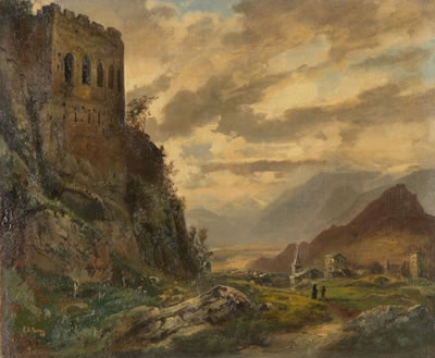 Eduard Ruegg : Weite Landschaft mit Burg