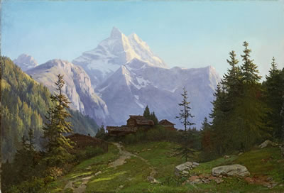 Jean-Philippe George-Julliard : Gebirgslandschaft mit Ausblick auf das Matterhorn