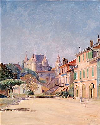 Émile Patru : Der Schlossplatz in Nyon