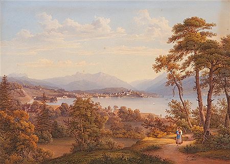 Jakob Suter : Blick von Feldbach auf Rapperswil