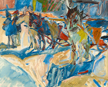 Hannes Gruber : Pferdeschlitten in Sils Maria, 1969