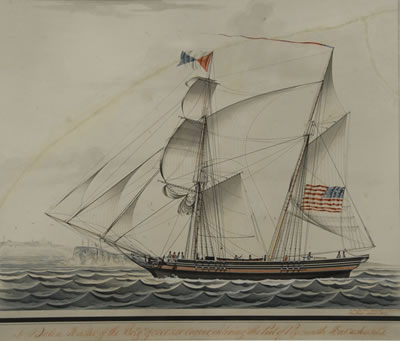 Louis Montardier : S. DOTEN MASTER OF THE BRIG GOVERNOR CARVER, ENTERING THE PORT OF PLYMOUTH, MASSACHUSETTS