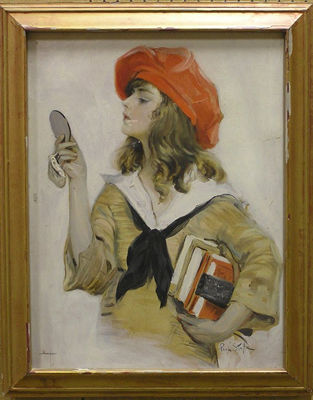 Paul Stahr : Schoolgirl with Red Beret and Compact