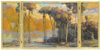 Karl Schmidt : TREES AT DUSK (TRIPTYCH)