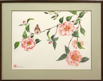 Shirley Rencher : Bird on a Camellia Branch