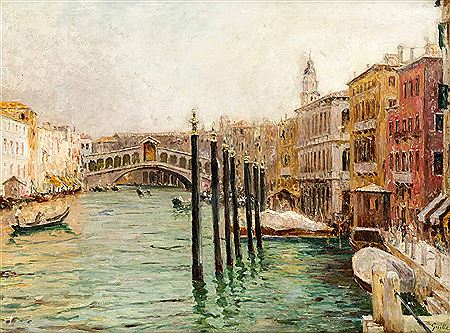 Franz Guillery : Ansicht von Venedig mit Blick auf den Canal Grande mit der Rialto-Brücke